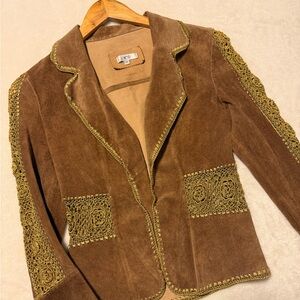 VINTAGE Cache Brown Blazer with Gold Detailing